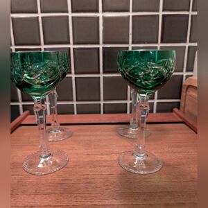 Set Of 4 Nachtmann  Emerald Cut To Clear Crystal Cordial Glasses,Vintage